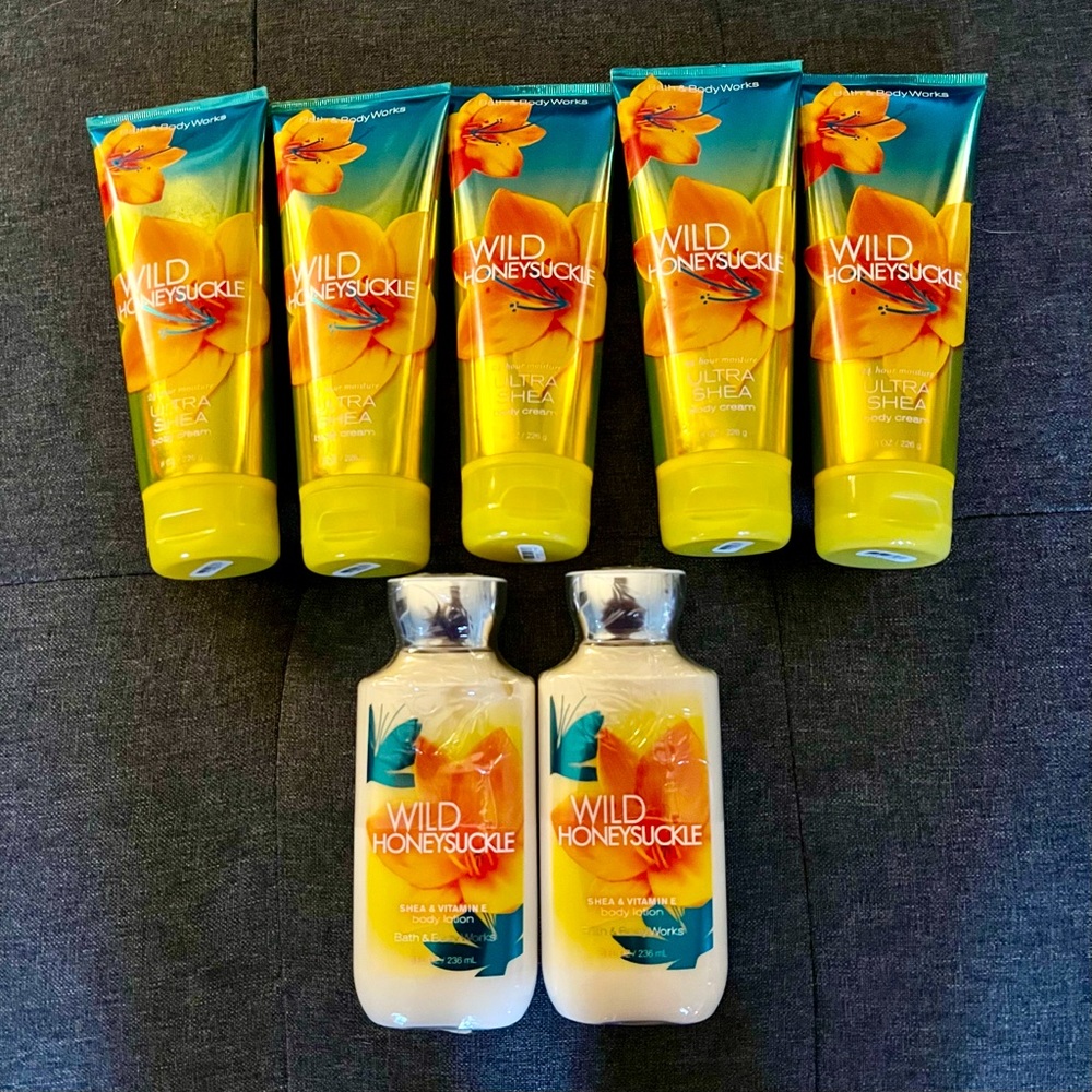 Bath & Body Works Body Cream & Lotion Bundle, Wild Honeysuckle scent